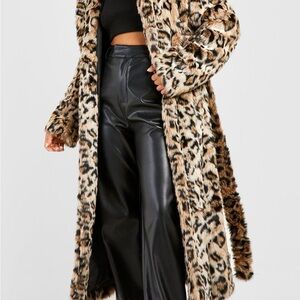 Leopard Print Faux Fur Coat